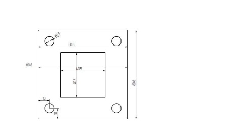 80,8x80,8x4 fi 8,5 z otworem pod profil 40x40